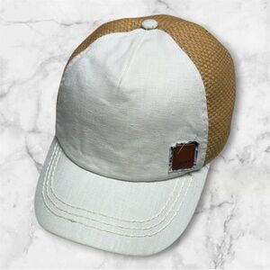 Roxy White and Tan woven Cap hat adjustable